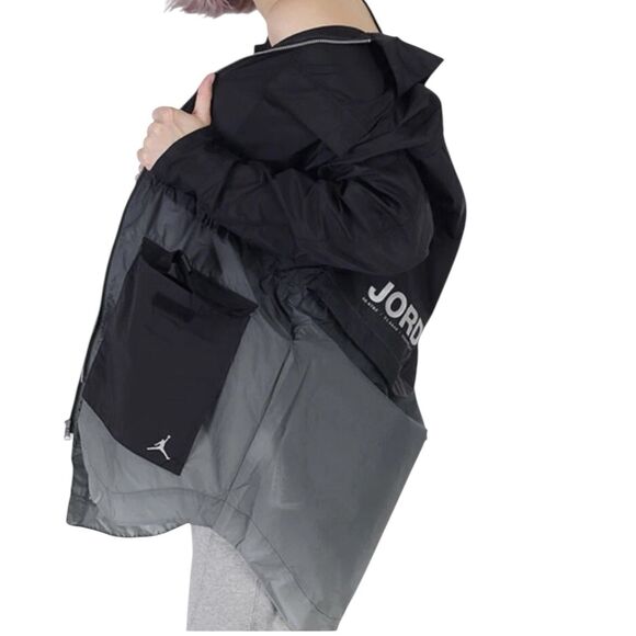 Nike Air Jordan Jacket WMNS XL Black Windbreaker  CU6319-010 Sporty Reflective - Picture 8 of 15